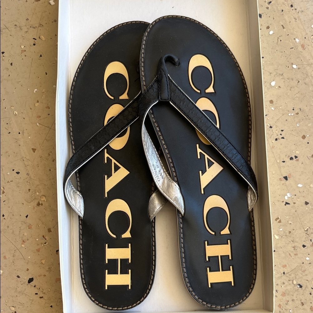 Coach Black and Silver Sandals